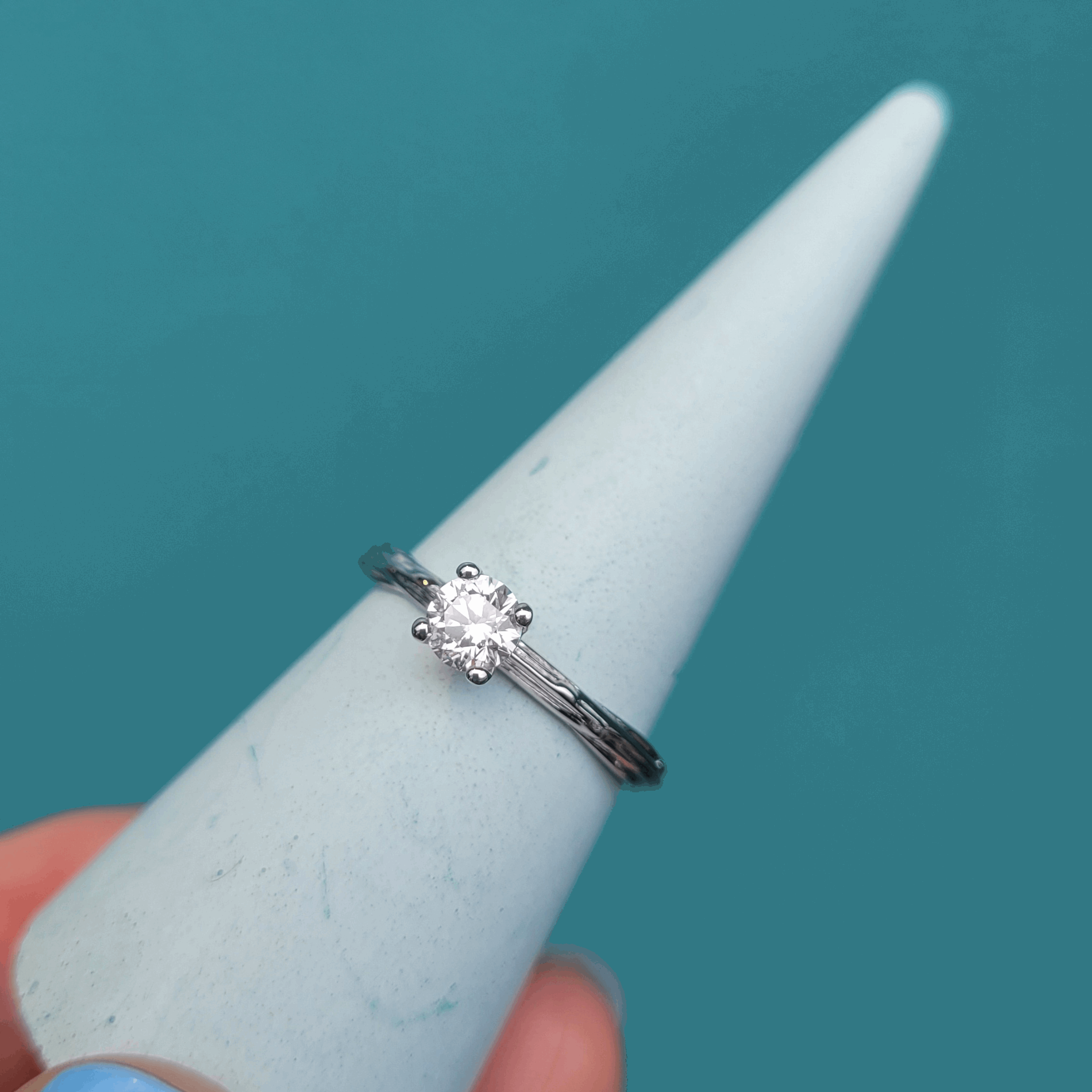 Platinum Organic Dew drop solitaire 0.30ct lab grown diamond engagement ring  by Emma Hedley Fine Jewellery