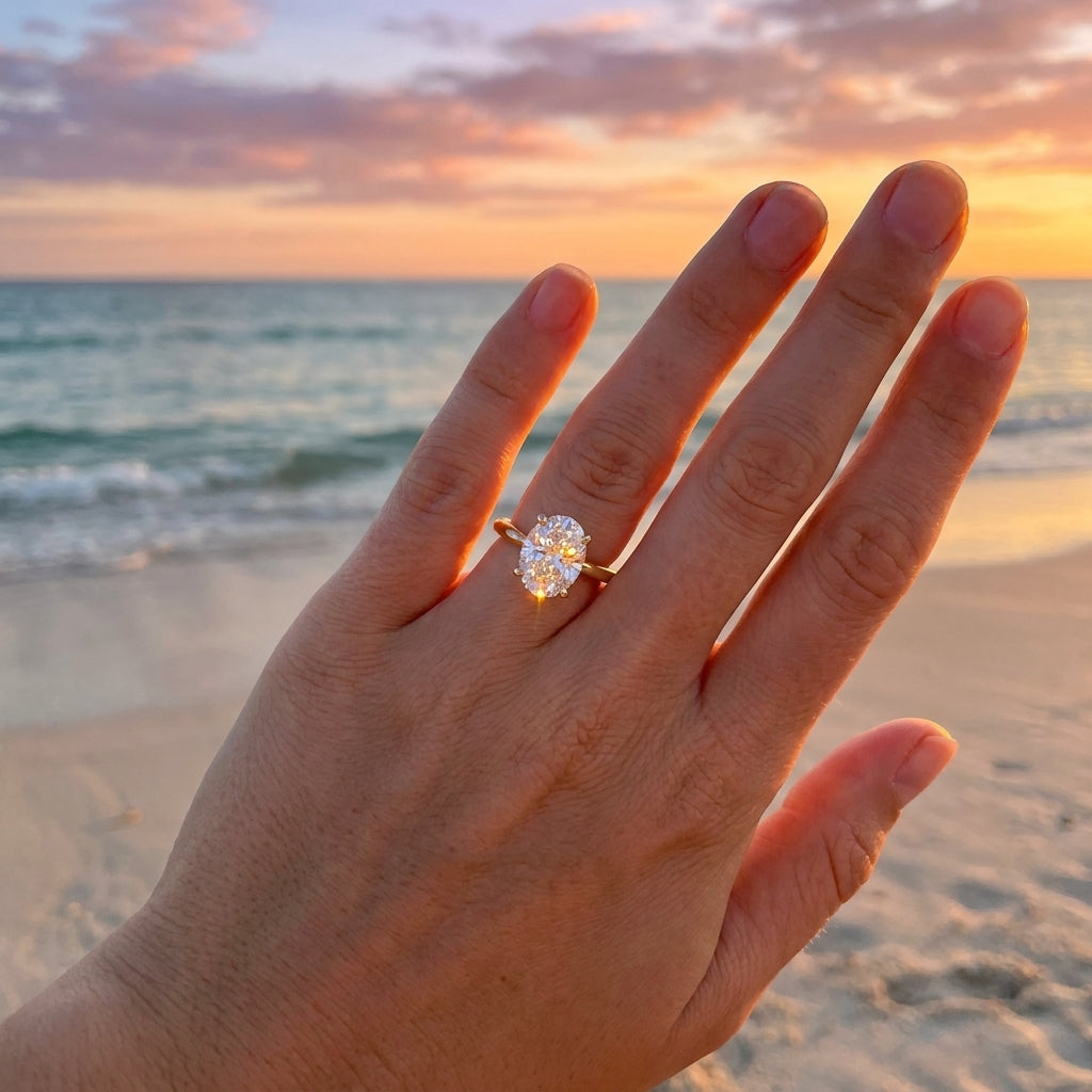 Customised Solitaire Ripple Ring