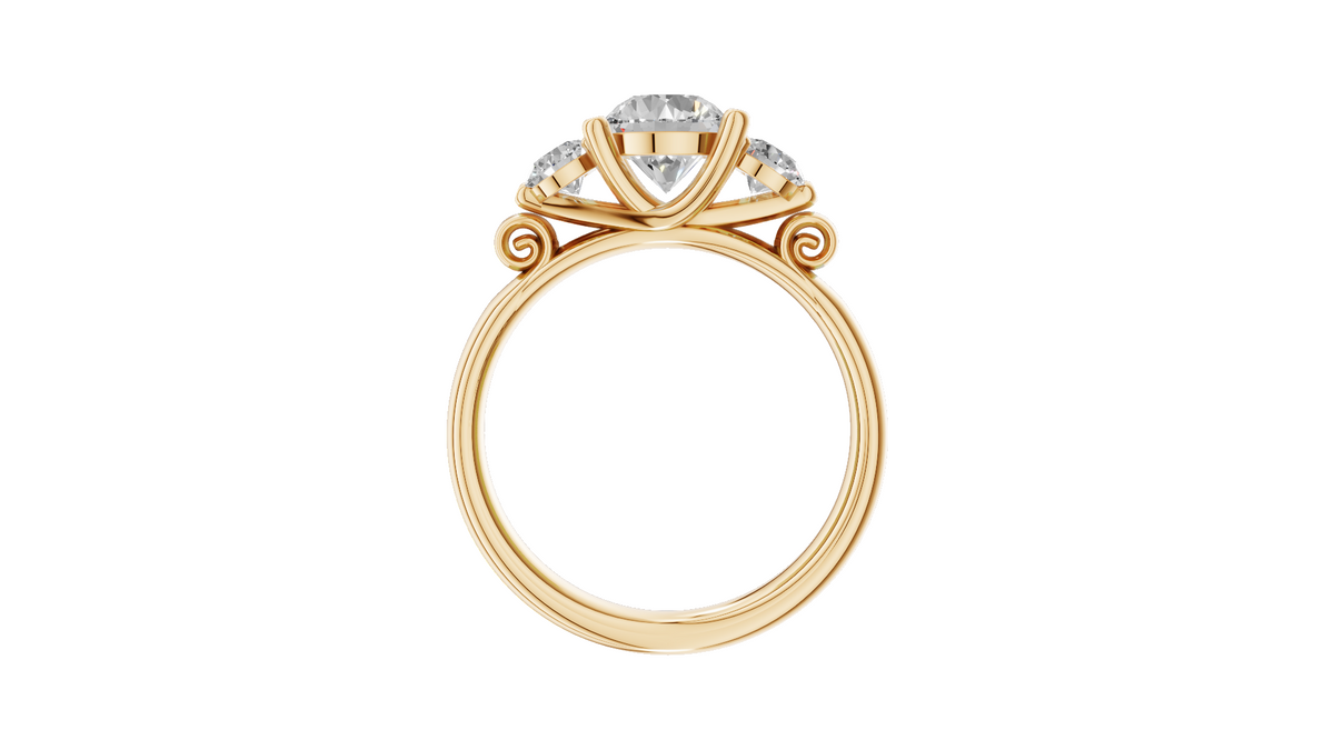 Customised Tulip 3 Stone Scroll Ring