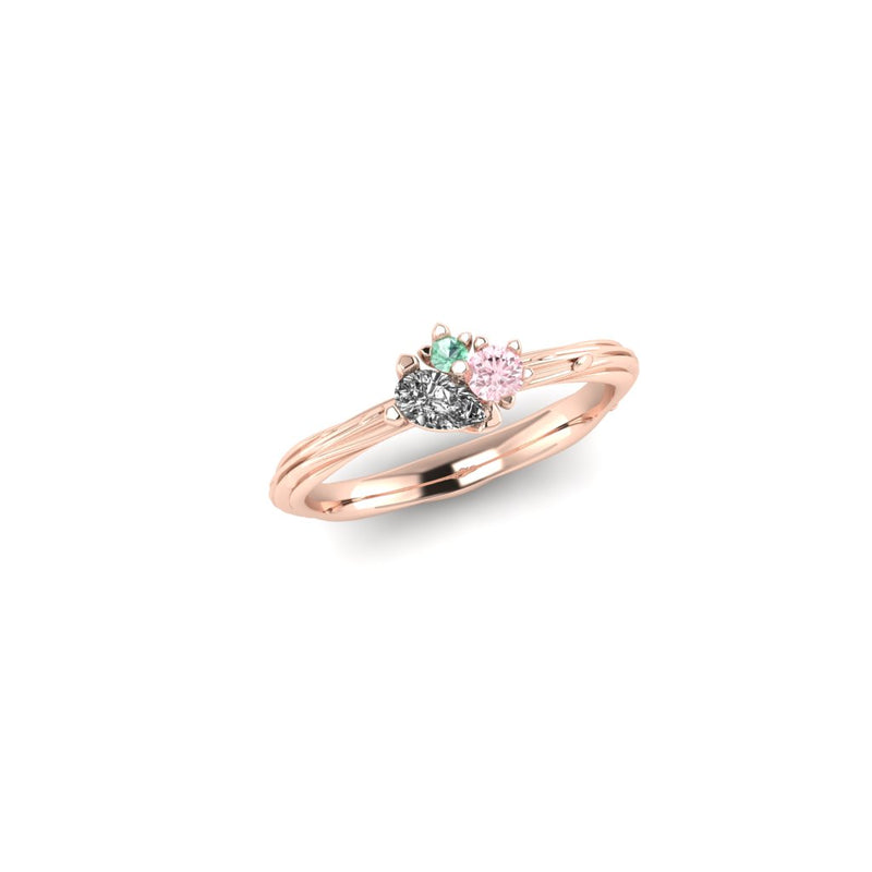 Organic Cluster 3 Stone Engagement Ring