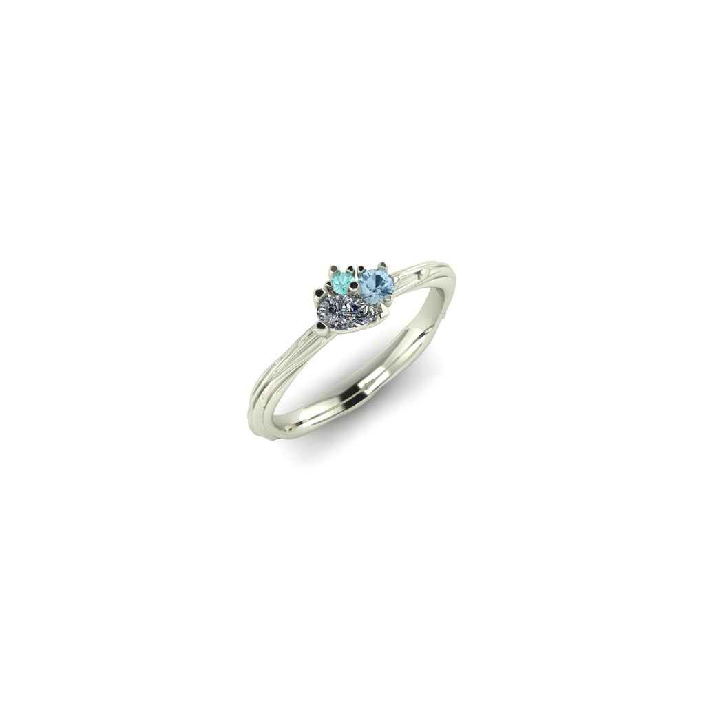 Organic Cluster 3 Stone Engagement Ring