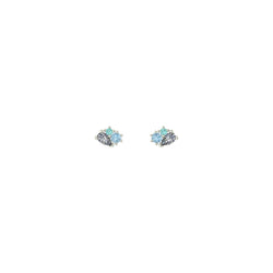 fine 18ct recycled white gold stud earrings cluster blue sapphire pear shaped diamond green tourmaline 
