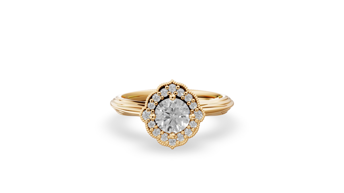 Customised Enchanted Rose Organic Halo Engagement Ring