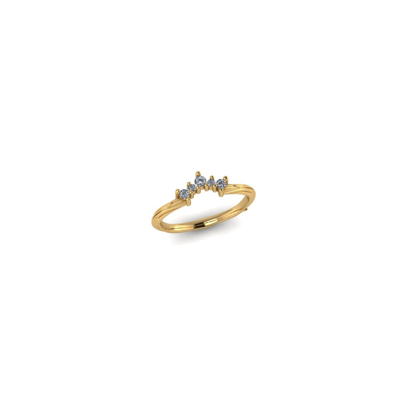 18ct recycled yellow gold and lab grown or natural diamond 5 stones shaped Organic Caress wedding eternity ring to fit next to a halo or solitaire engagement ring by Emma Hedley Newcastle Upon Tyne North east based jeweller