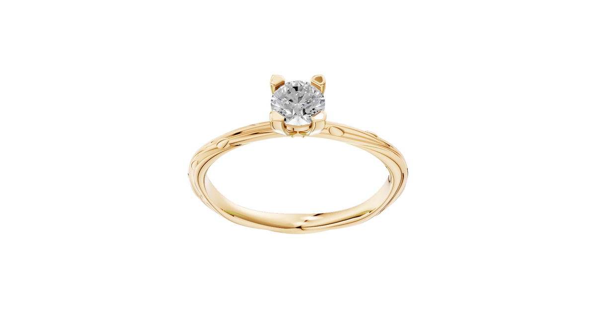 Customised Organic Dew Drop 4 Claw Solitaire Engagement Ring