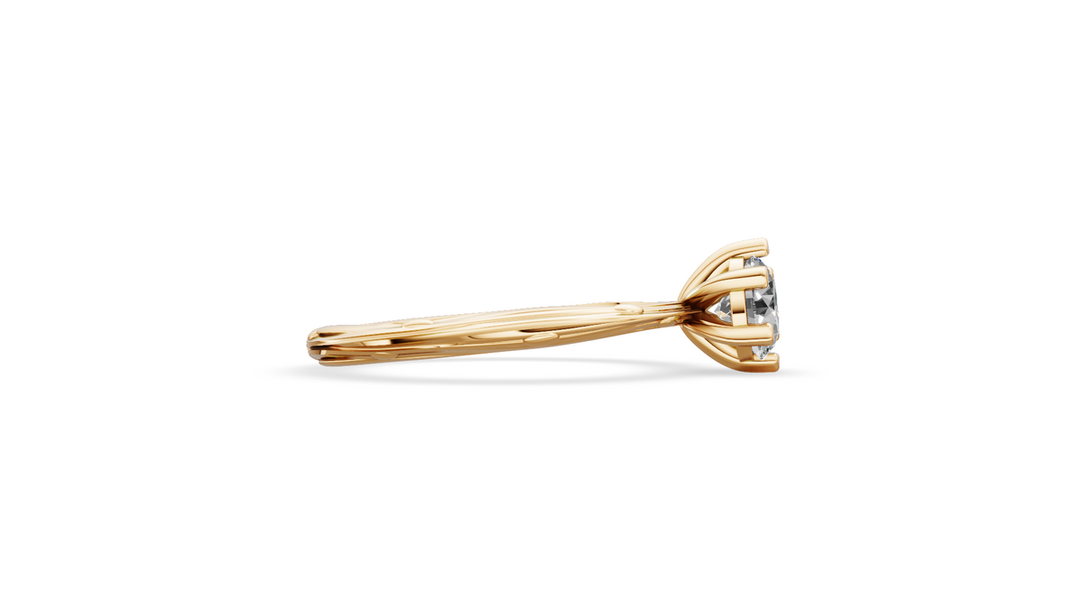 Customised Organic Dew Drop 6 Claw Solitaire Engagement Ring