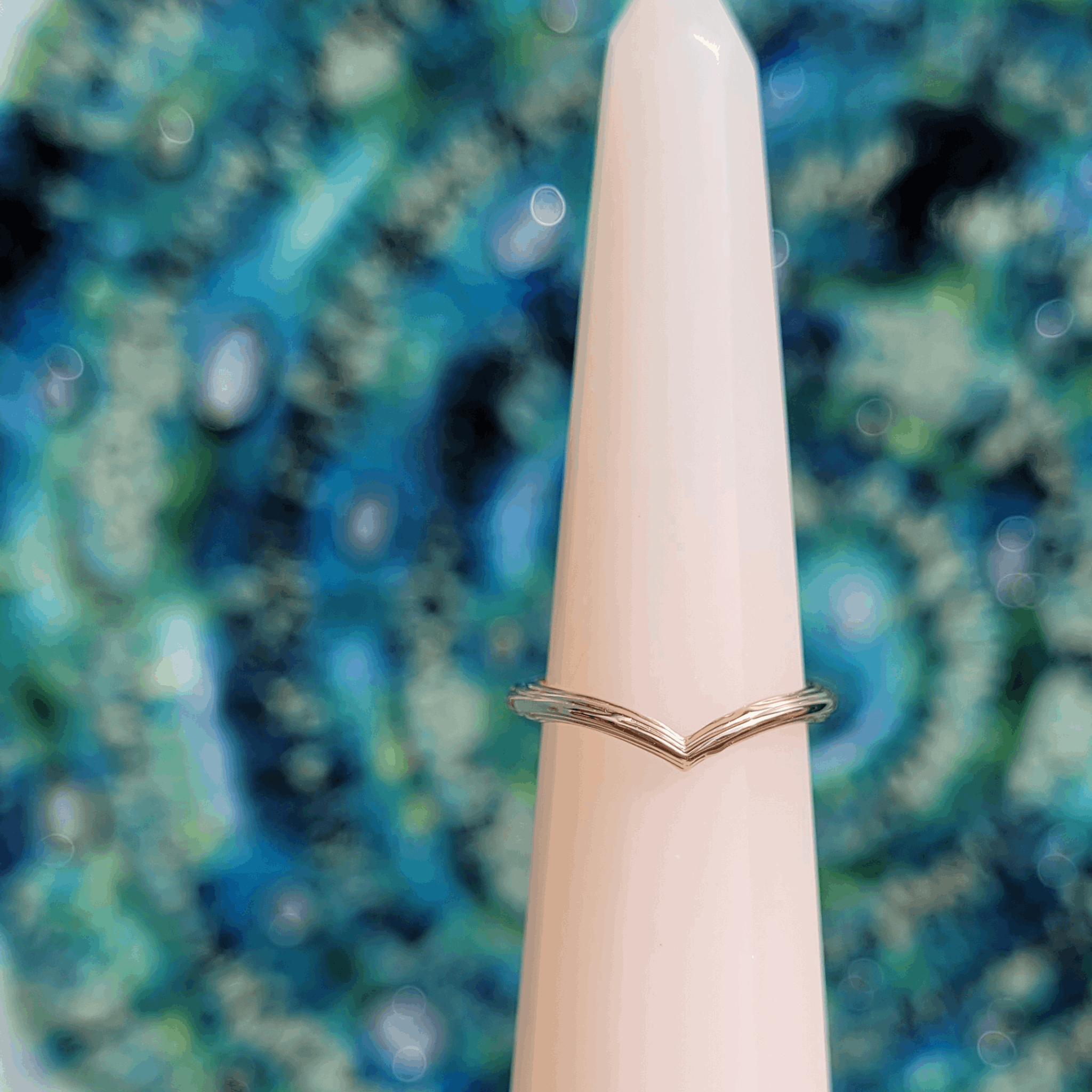 9ct recycled rose gold Organic Wishbone unique textured wedding Ring by Emma Hedley Jewellery Newcastle inspired by the natural botanical world made for nature lovers