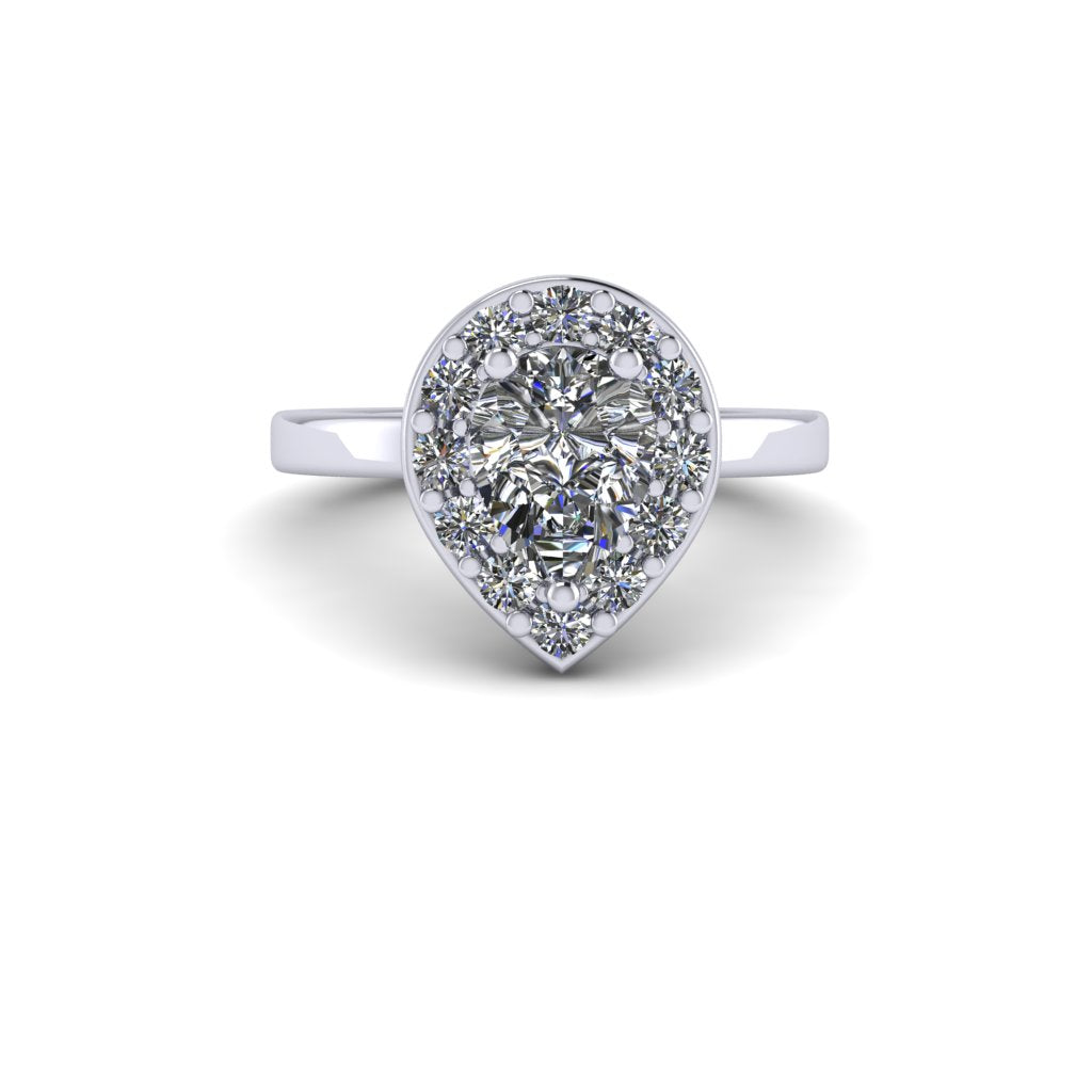 Customised Baroque Pear Halo Engagement Ring With Diamonds