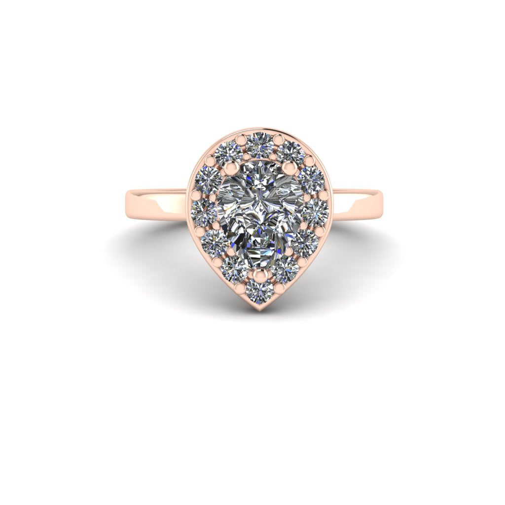 Customised Baroque Pear Halo Engagement Ring With Diamonds