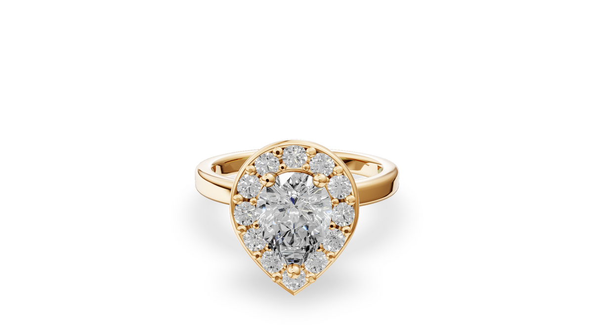 Customised Baroque Pear Halo Engagement Ring With Diamonds