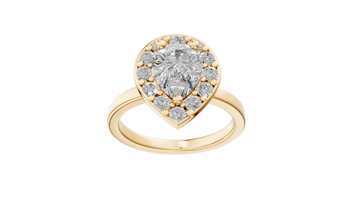 Customised Baroque Pear Halo Engagement Ring With Diamonds