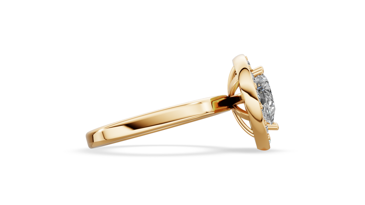 Customised Baroque Pear Halo Engagement Ring With Diamonds