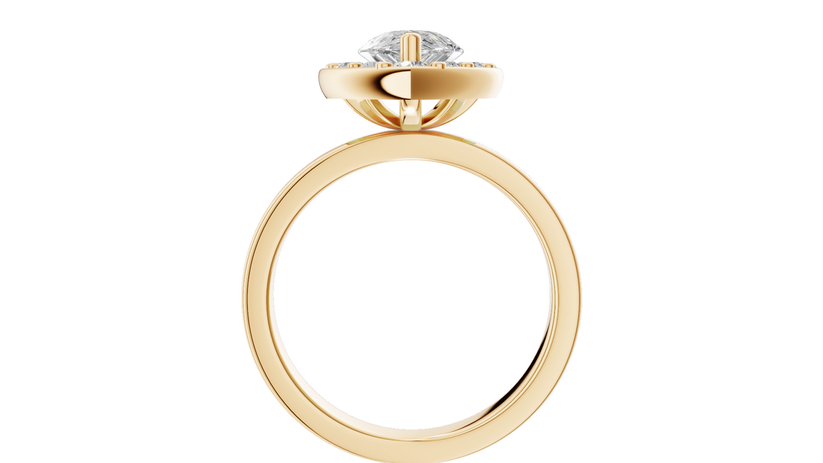 Customised Baroque Pear Halo Engagement Ring With Diamonds