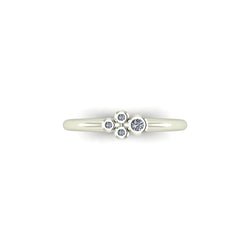 Petite round diamond cluster engagement promise ring bezel set rub over setting 9ct white gold with lab grown diamonds under £1000 budget top view