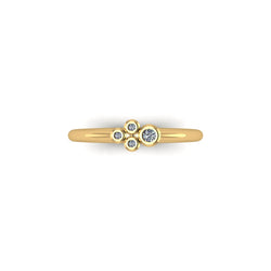 Petite round diamond cluster engagement promise ring bezel set rub over setting 9ct yellow gold with lab grown diamonds under £1000 budget top view