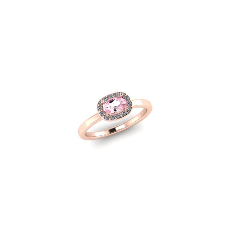Pink sapphire cushion cut halo engagement ring diamonds 9ct rose gold handmade