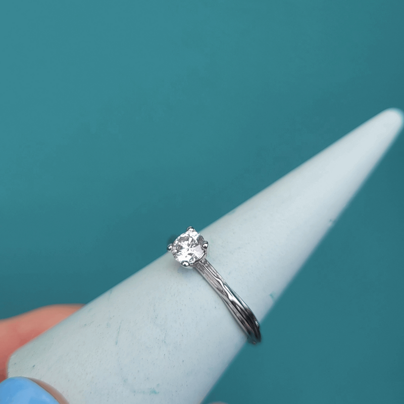 Platinum 4 claw Organic Dew drop solitaire 0.30ct lab grown diamond engagement ring  by Emma Hedley Fine Jewellery