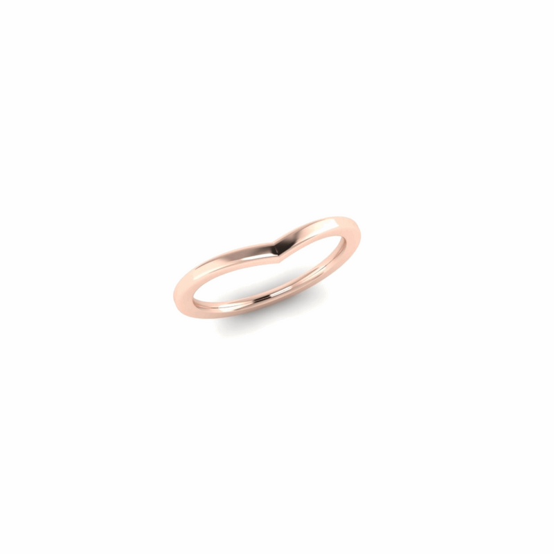 Rose gold classic wishbone ring by Emma Hedley on a white background
