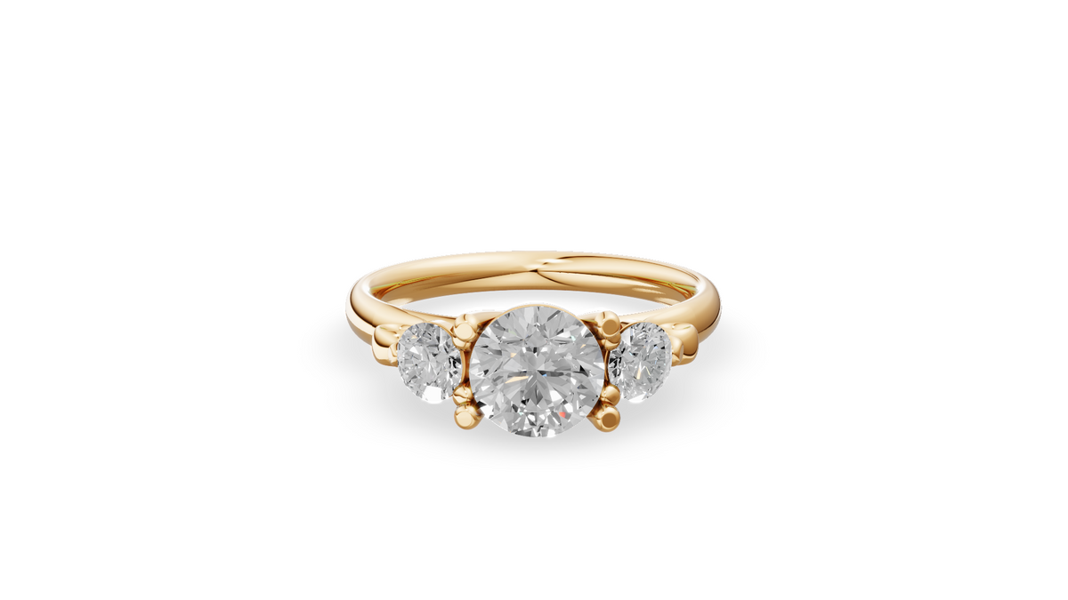 Customised Tulip 3 Stone Scroll Ring