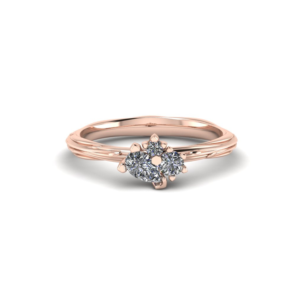 Customised Organic Cluster 3 Stone Engagement Ring