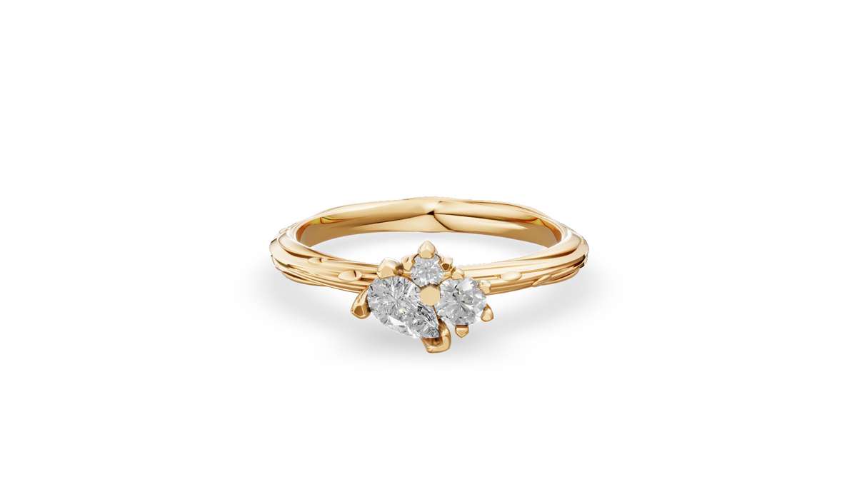Customised Organic Cluster 3 Stone Engagement Ring