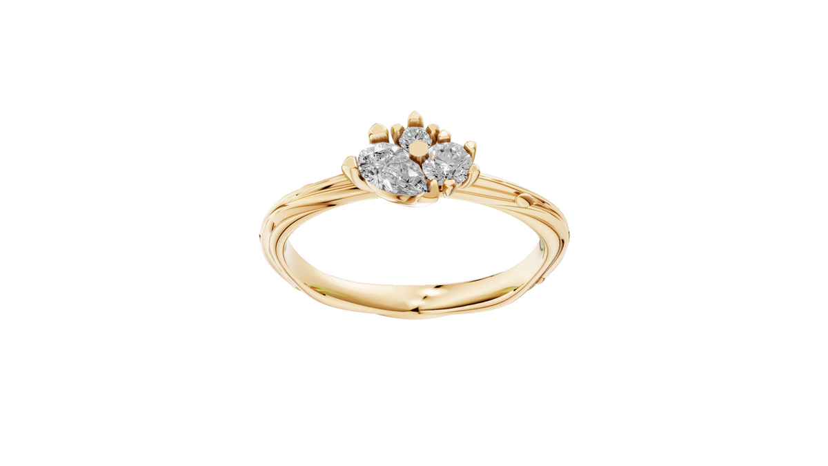 Customised Organic Cluster 3 Stone Engagement Ring