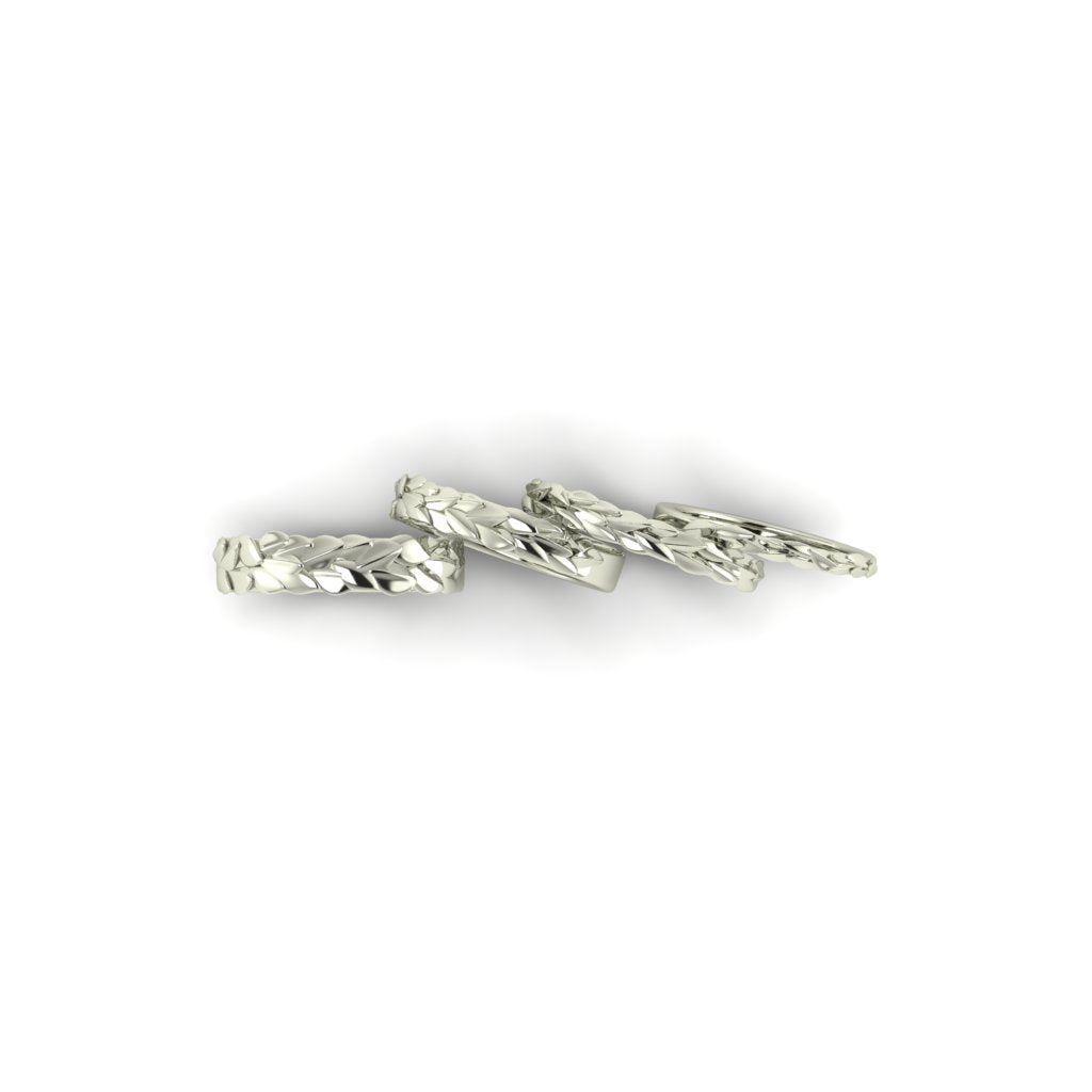 Forest Textured Leaf Detail Wedding Ring 5mm Wide