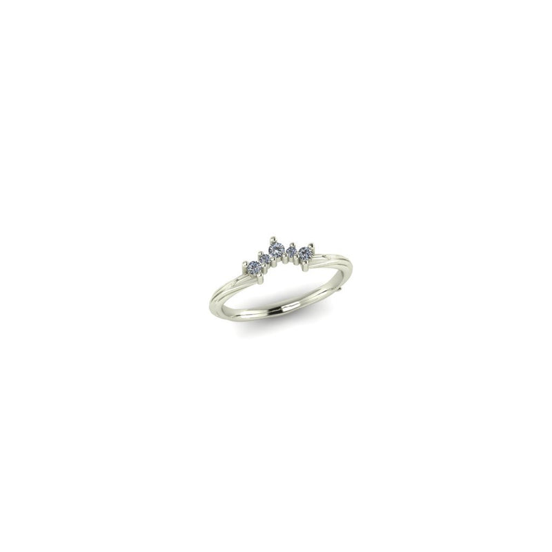 Organic Caress 5 stone ring Fairtrade or recycled 18ct White Gold Shaped 5 Diamond Wedding Eternity ring Emma Hedley jewellery also available in 9ct or Platinum with an organic bark textured band