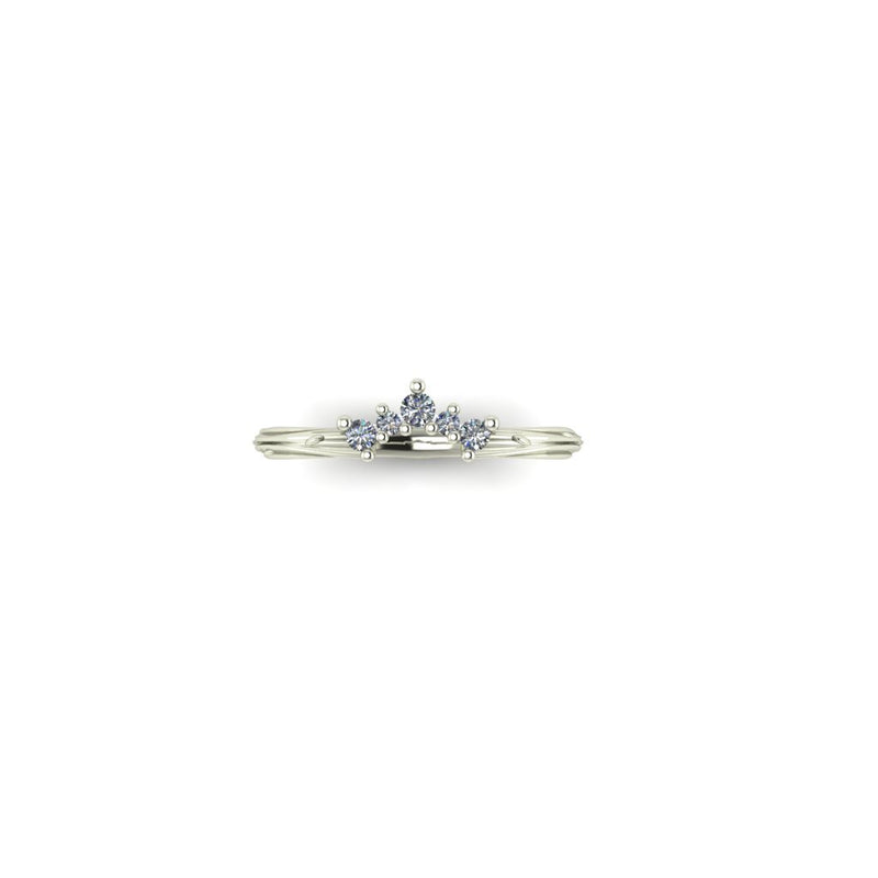 top view 5 stone shaped wedding eternity diamond ring in white gold or platinum lab grown or natural diamonds by Emma Hedley Newcastle based jeweller