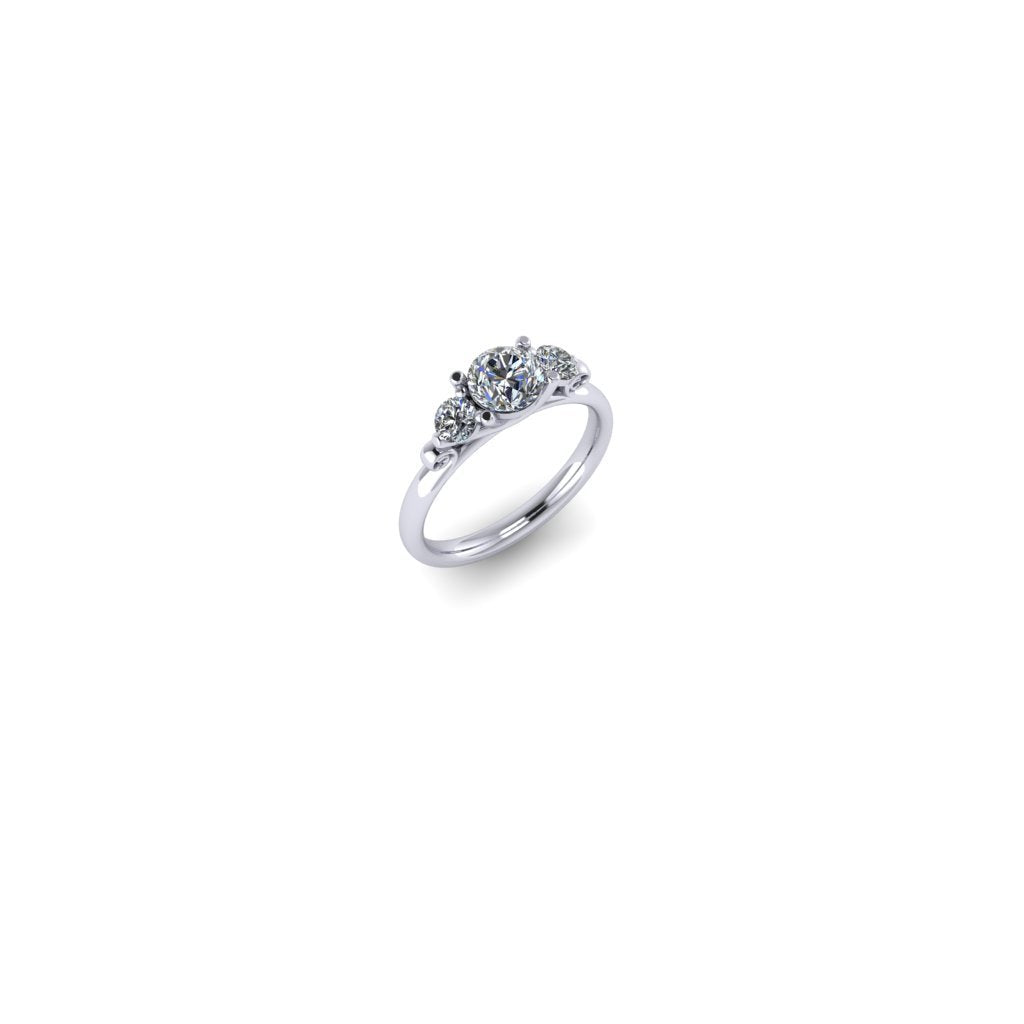 Tulip 3 Stone Scroll Ring