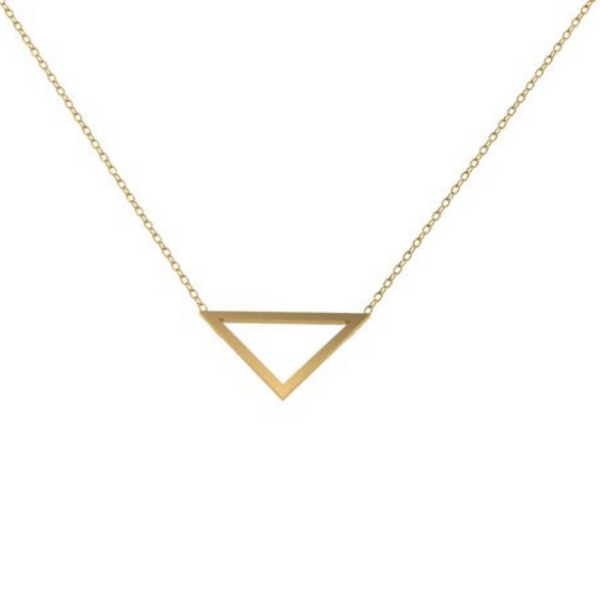 9ct yellow solid gold triangle pendant necklace handmade jewellery by Emma Hedley 