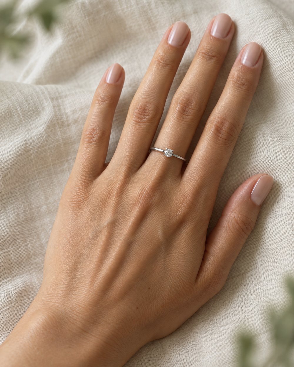 Illustrative hand for comparing relative diamond sizes